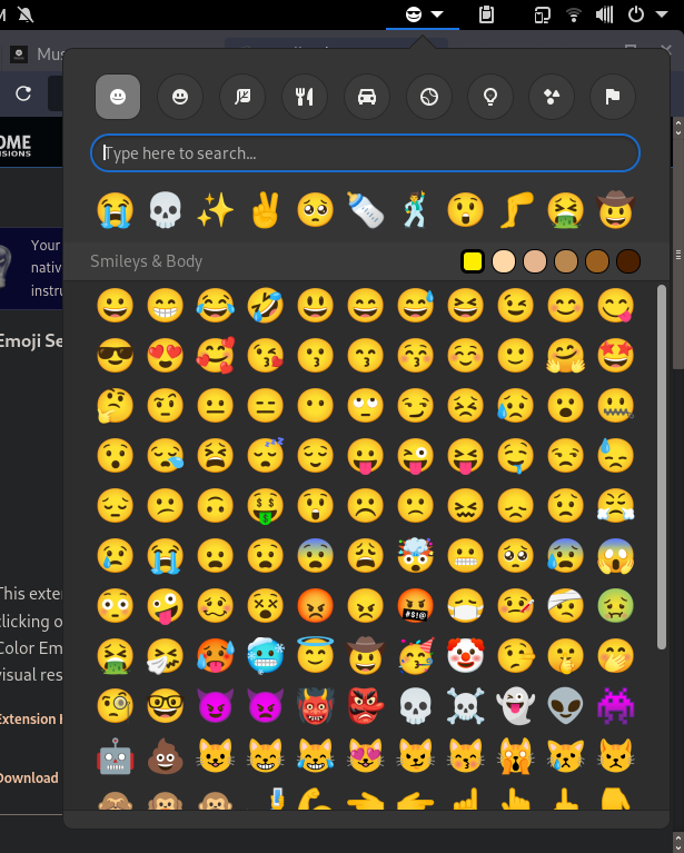 screenshot of Emoji Selector in action